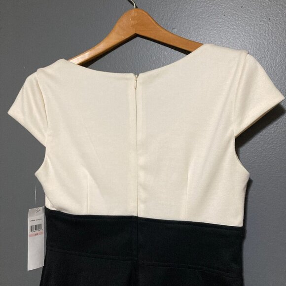 New London Times Women's Size 10 Black White Colorblock Sheath Dress - Picture 6 of 7